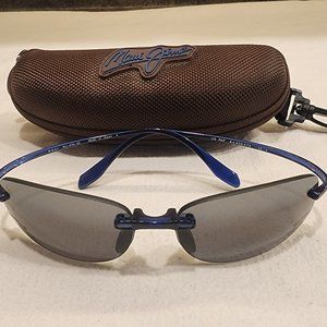 MAUI JIM Blue Rimless Wrap Sunglasses